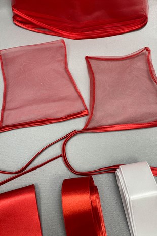 Ribbon Bridal Veil Embroidered Groom Veil and Jewelry Ribbon Set