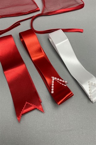 Biyeli Gelin Duvağı ve Takı Kurdele Seti
