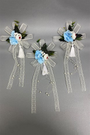 Bohça Bavul ve Konvoy Araba Süsü 3 Adet Mavi