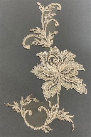 Bead Embroidered Flower Pattern Lace Guipure Applique