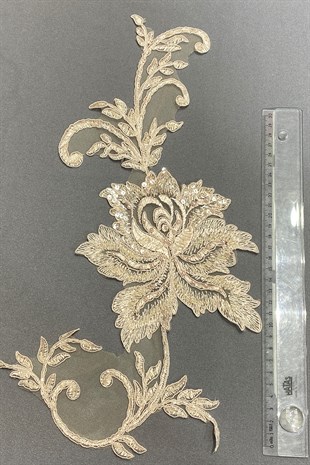 Bead Embroidered Flower Pattern Lace Guipure Applique