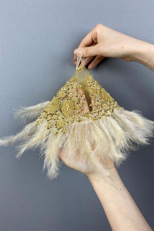 Bead Embroidered Vip Hairy Design Bridal Halay Handkerchief 1 Piece