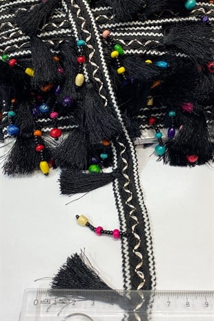 Beaded Tasseled Ribbon Fringe
