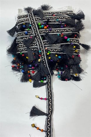 Beaded Tasseled Ribbon Fringe