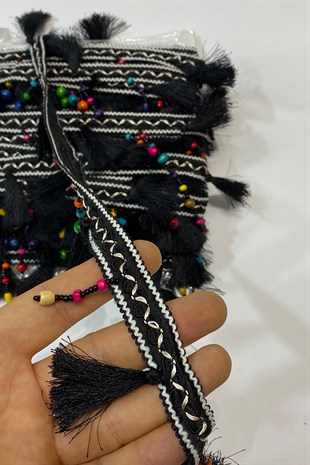 Beaded Tasseled Ribbon Fringe