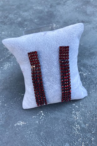 Bordo 4 Sıra Sallantılı Abiye Küpe