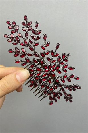 Bordo Ada Model Taraklı Saç Aksesuarı