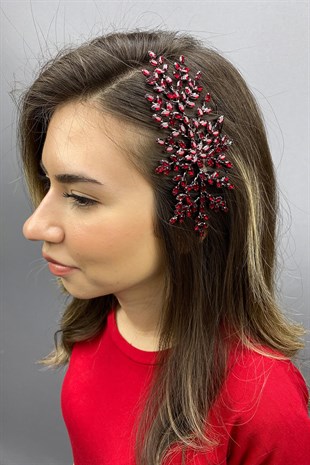 Bordo Ada Model Taraklı Saç Aksesuarı