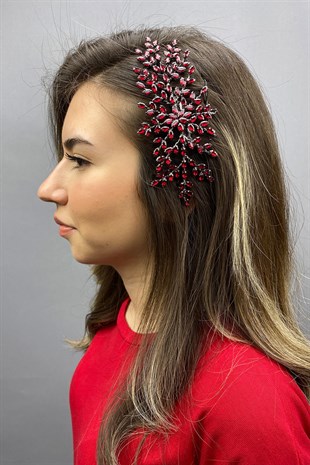 Bordo Ada Model Taraklı Saç Aksesuarı