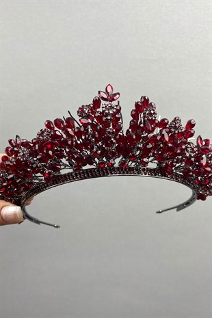 Burgundy Akbahar Beaded Bridal Henna Crown