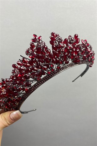 Burgundy Akbahar Beaded Bridal Henna Crown