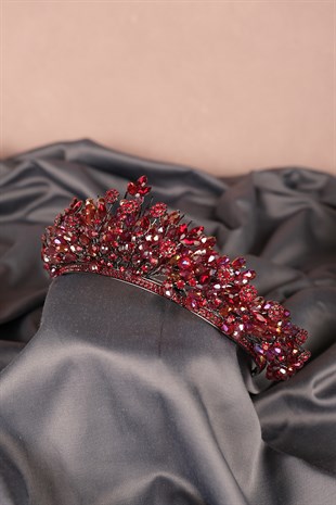 Burgundy Akbahar Beaded Bridal Henna Crown