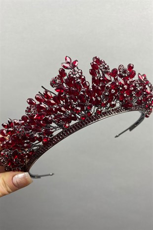 Burgundy Akbahar Beaded Bridal Henna Crown