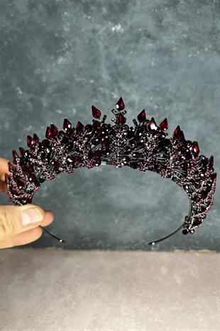 Burgundy Beaded Design Bridal Henna Crown