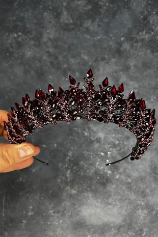 Burgundy Beaded Design Bridal Henna Crown