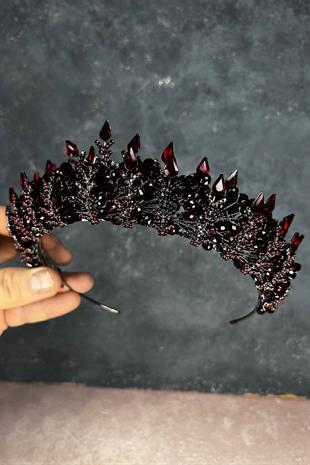 Burgundy Beaded Design Bridal Henna Crown