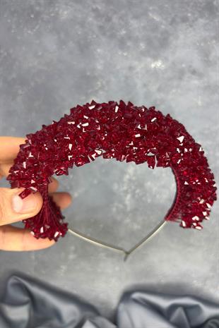 Burgundy Asu Heavily Beaded Bridal Henna Tiara