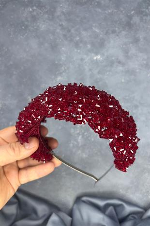 Burgundy Asu Heavily Beaded Bridal Henna Tiara
