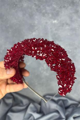 Burgundy Asu Heavily Beaded Bridal Henna Tiara