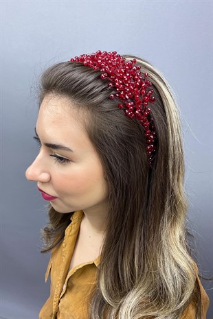 Claret Red Asian Crystal Bridal Hair Accessory
