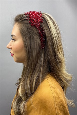 Claret Red Asian Crystal Bridal Hair Accessory