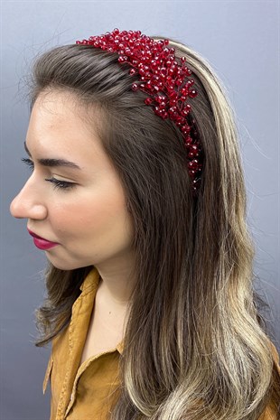 Claret Red Asian Crystal Bridal Hair Accessory