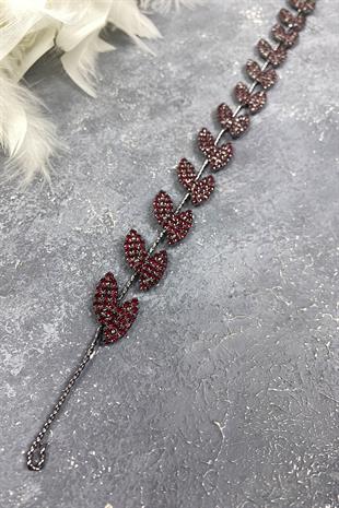 Claret Red Bella Leaf Headband Bridal Accessory