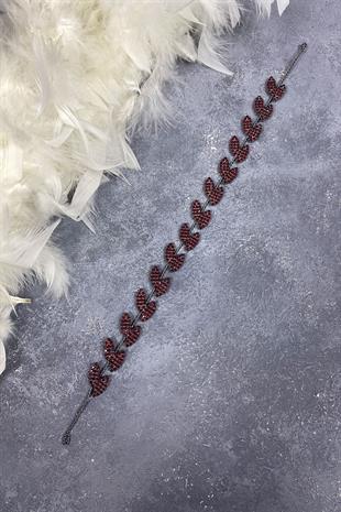 Claret Red Bella Leaf Headband Bridal Accessory