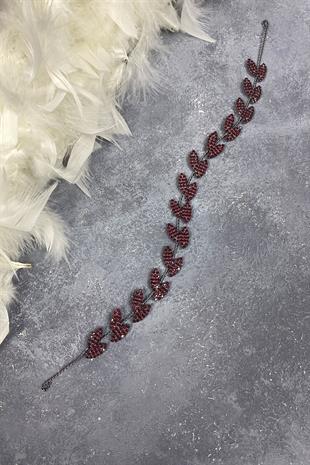 Claret Red Bella Leaf Headband Bridal Accessory