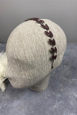 Claret Red Bella Leaf Headband Bridal Accessory