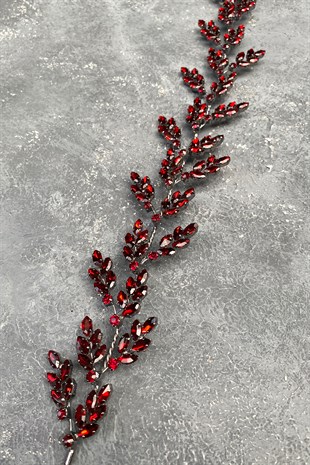 Burgundy Beryl Leaf Motif Bridal Henna Crown Hair Accessory