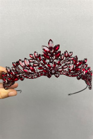 Burgundy Berlin Model Bridal Henna Tiara and Earring
