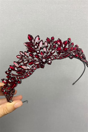 Burgundy Berlin Model Bridal Henna Tiara and Earring
