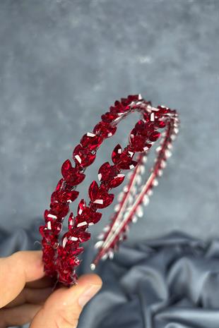 Burgundy Double Row Stone Lea Bridal Hair Accessory Bridal Henna Crown