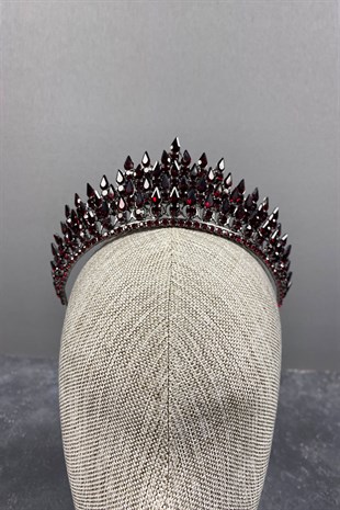 Burgundy Drop 3D Bridal Henna Crown