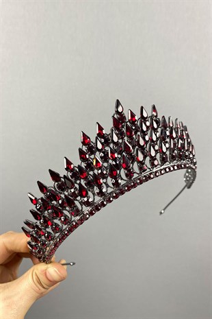 Burgundy Drop 3D Bridal Henna Crown