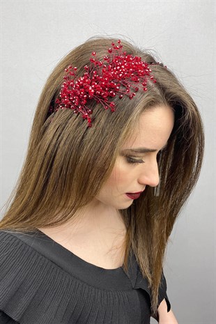 تاج الزفاف ديرين وإكسسوار الشعر باللون العنابي