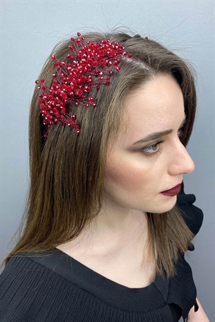 تاج الزفاف ديرين وإكسسوار الشعر باللون العنابي