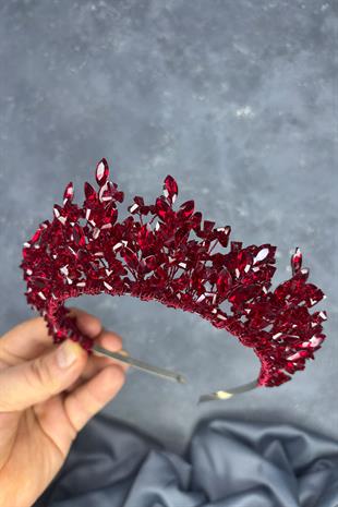 Burgundy Natural Beaded Bridal Henna Crown Bridal Hair Accessory