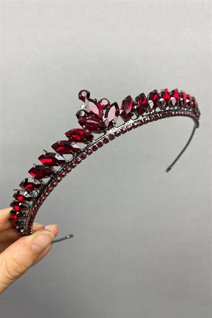 Claret Red Ece Model Slim Bridal Henna Crown