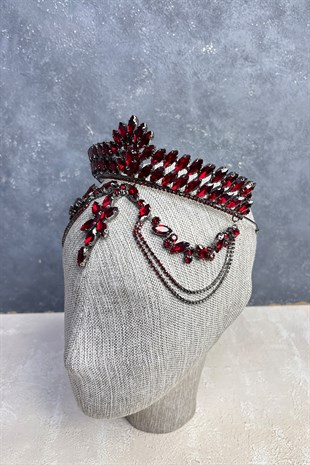 Bordo Eda Sallantılı Alınlık Gelin Kına Tacı