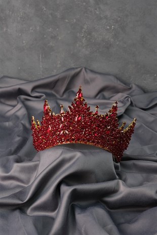 Burgundy Gold Paris High Dense Bead Embroidered Bridal Henna Tiara