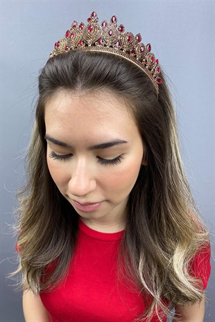 Burgundy Hera Model Bride Henna Crown