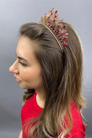 Burgundy Hera Model Bride Henna Crown