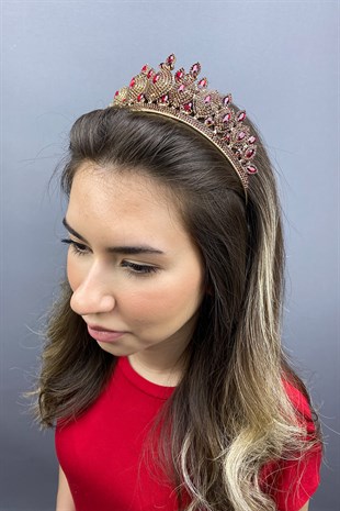 Burgundy Hera Model Bride Henna Crown