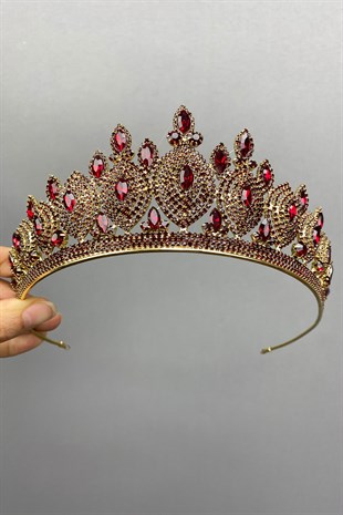 Burgundy Hera Model Bride Henna Crown