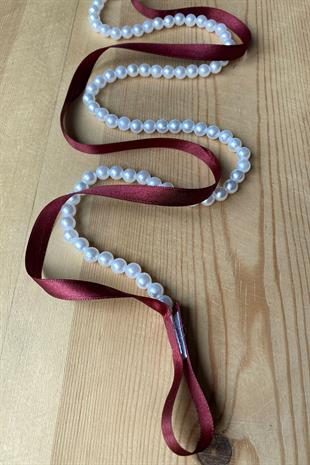 Maroon Pearl Promise Engagement Ribbon