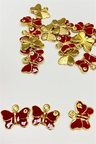 Bordo Kelebek Model Nazar Boncuklu Kolye Ucu 1 Adet