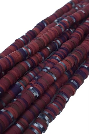 Claret Red Navy Blue Fimo Dough Beads 6 mm
