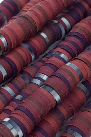 Claret Red Navy Blue Fimo Dough Beads 6 mm